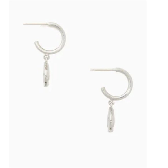 Kate Spade Everyday Spade Metal Huggies Silver NWT - Picture 3 of 7